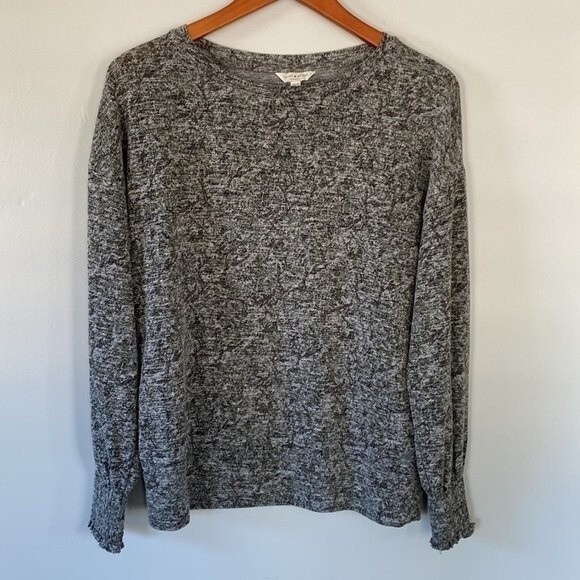 Lucky Brand Long Puffed Sleeve Knit Sweater Top Crew Neck Viscose Soft Comfy - Picture 5 of 15